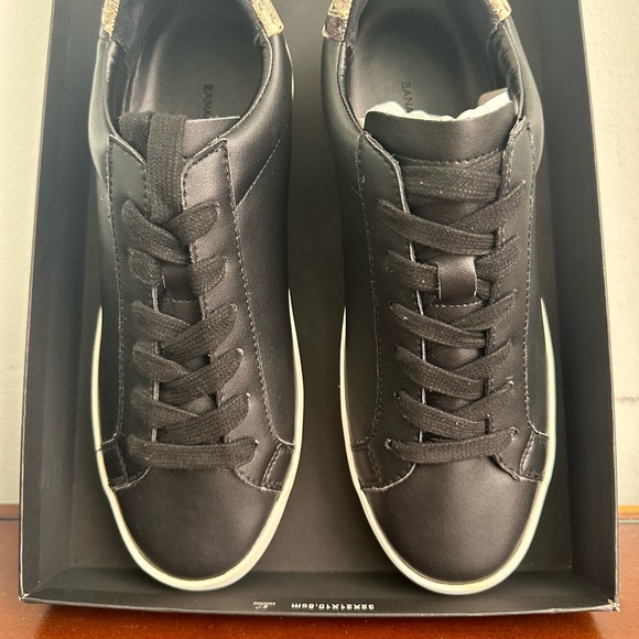 Black leather lace up sneakers NWT and Box - Picture 2 of 4